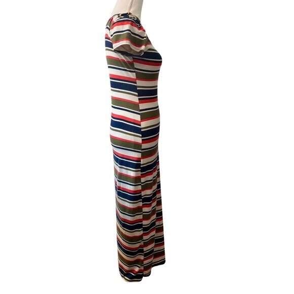 Striped Short Sleeve Maxi Dress By TMG New York Multicolor Size S - Picture 4 of 7